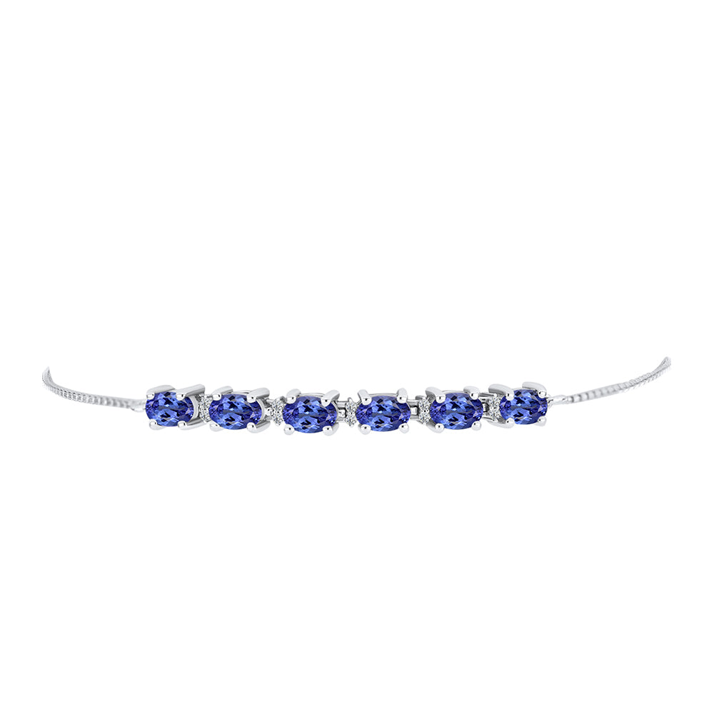 Silberarmband mit Tansanit - Klasse AAA und weißem Diamant 2 