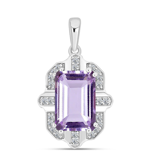 Silberanhänger mit Rose De France Amethyst und weißem Topas