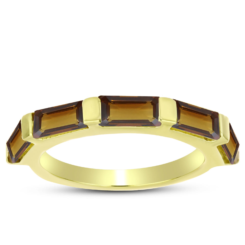 Goldplattierter Silberring mit Cognac-Quarz