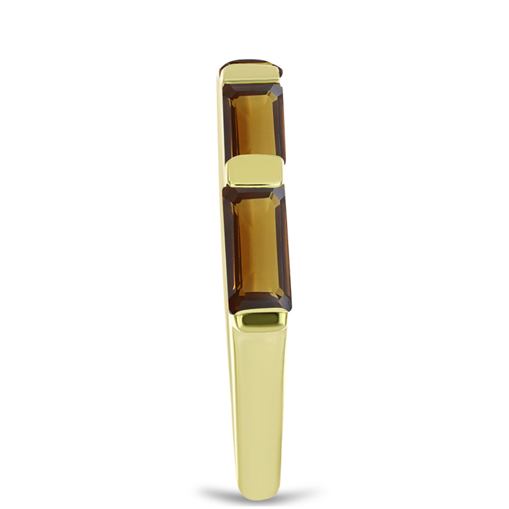 Goldplattierter Silberring mit Cognac-Quarz 4 