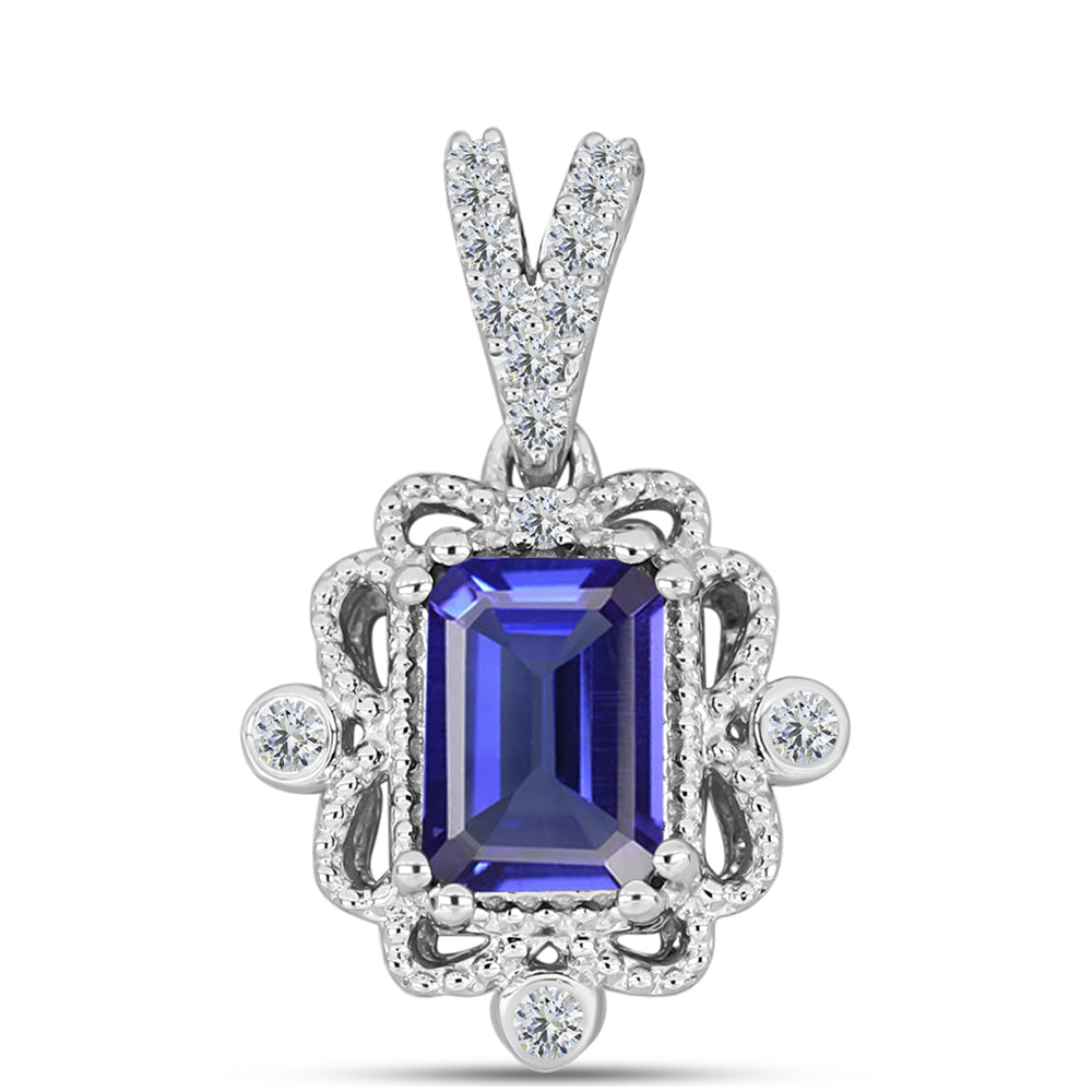 Silberanhänger mit Tansanit - Klasse AAA und weißem Diamant