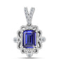 Silberanhänger mit Tansanit - Klasse AAA und weißem Diamant