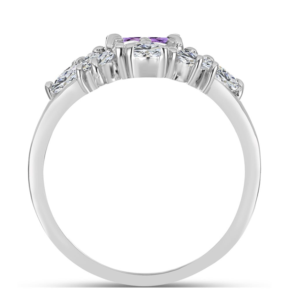 Silberring mit Rose De France Amethyst und weißem Topas
