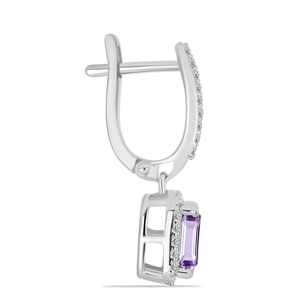 Silberohrringe mit Rose De France Amethyst und weißem Topas