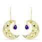 Goldplattierte Silberohrringe mit marokkanischem Amethyst und Zitrin aus dem Ural