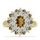 Goldplattierter Silberring mit Cognac-Quarz und weißem Topas