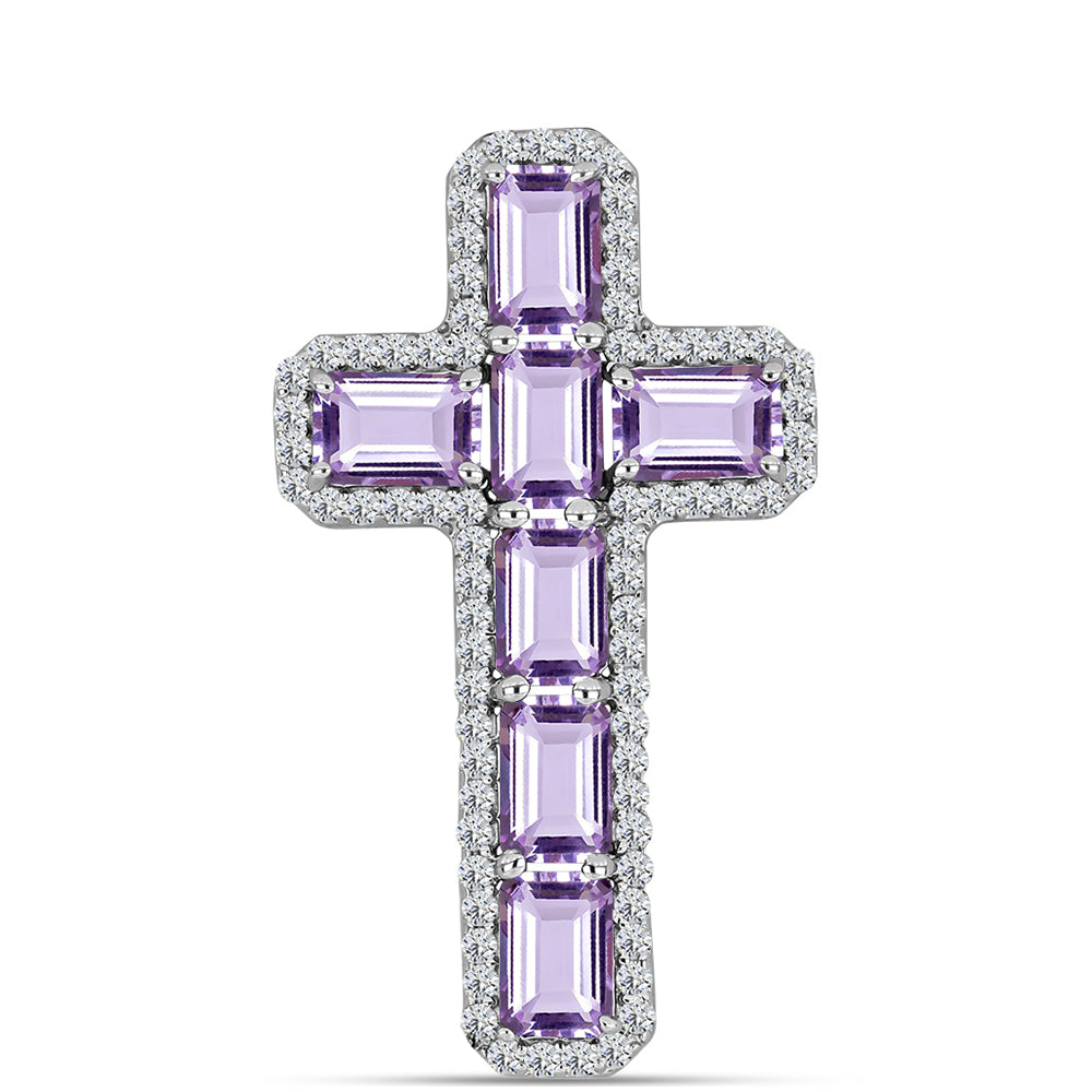 Silberanhänger mit Rose De France Amethyst und weißem Topas