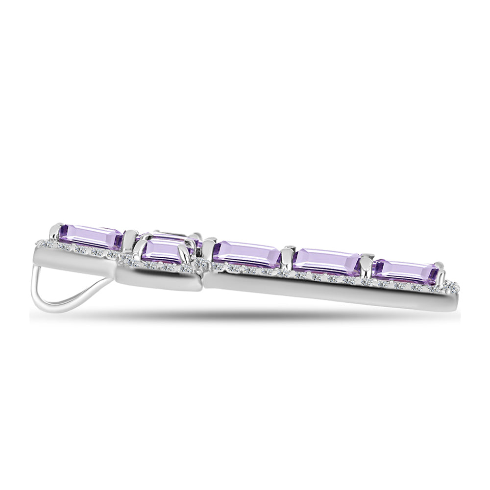Silberanhänger mit Rose De France Amethyst und weißem Topas 2 