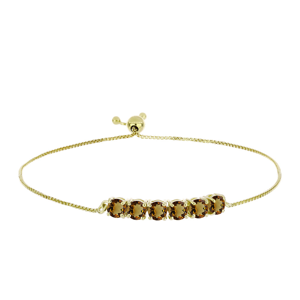 Goldplattiertes Silberarmband mit Cognac-Quarz 1 