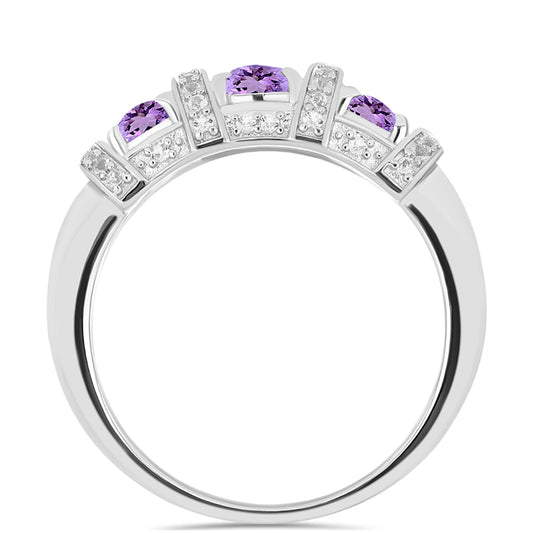Silberring mit Rose De France Amethyst und weißem Topas