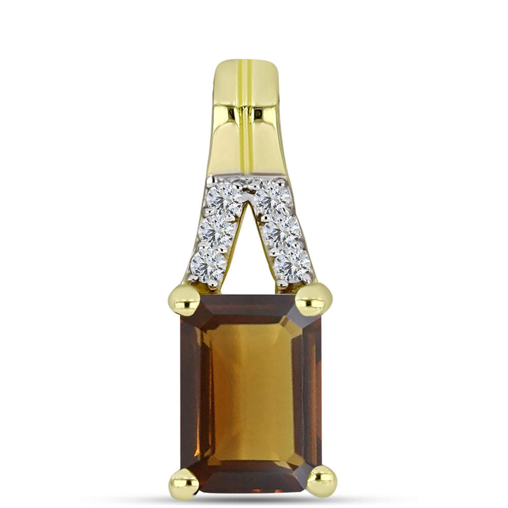 Goldplattierter Silberanhänger mit Cognac-Quarz und weißem Topas