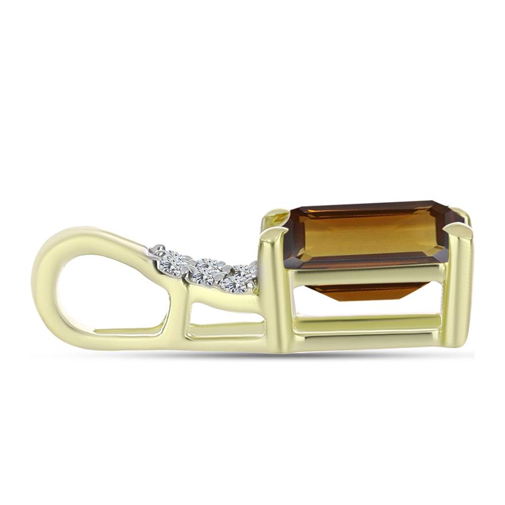 Goldplattierter Silberanhänger mit Cognac-Quarz und weißem Topas 2 