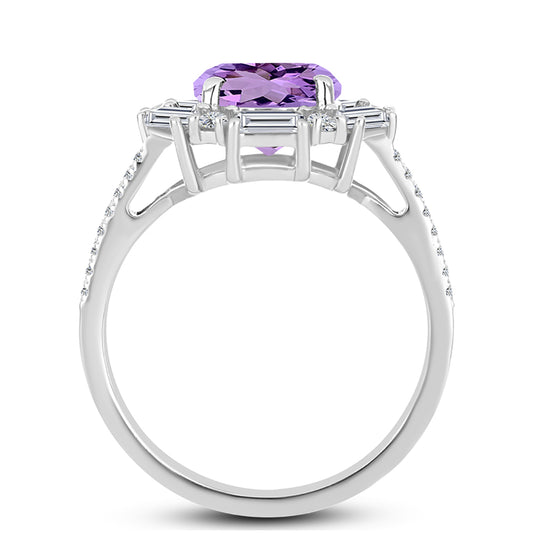 Silberring mit Rose De France Amethyst und weißem Topas
