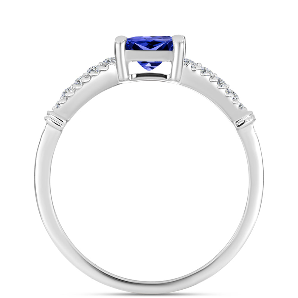 Silberring mit Tansanit - Klasse AAA und weißem Diamant 2 