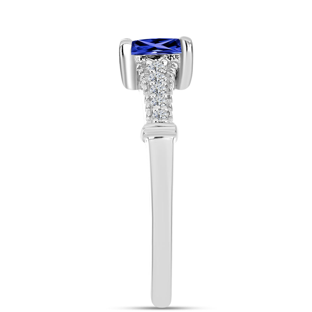 Silberring mit Tansanit - Klasse AAA und weißem Diamant