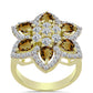 Goldplattierter Silberring mit Cognac-Quarz und weißem Topas
