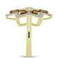 Goldplattierter Silberring mit Cognac-Quarz und weißem Topas
