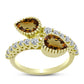 Goldplattierter Silberring mit Cognac-Quarz und weißem Topas