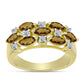 Goldplattierter Silberring mit Cognac-Quarz und weißem Topas