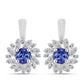 Silberohrringe mit Tansanit - Klasse AAA und weißem Diamant