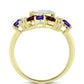 Goldplattierter Silberring mit Regenbogenmondstein und marokkanischem Amethyst
