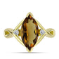Goldplattierter Silberring mit Cognac-Quarz und weißem Topas