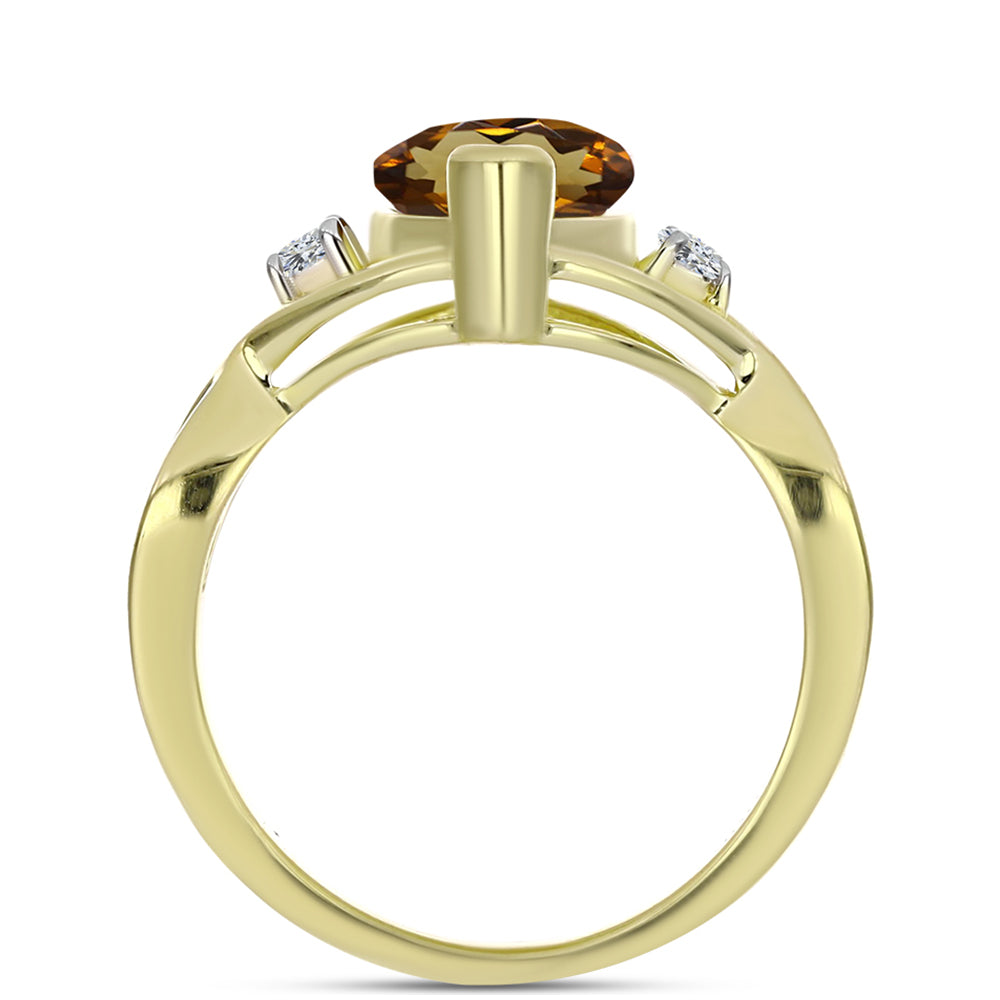 Goldplattierter Silberring mit Cognac-Quarz und weißem Topas 2 