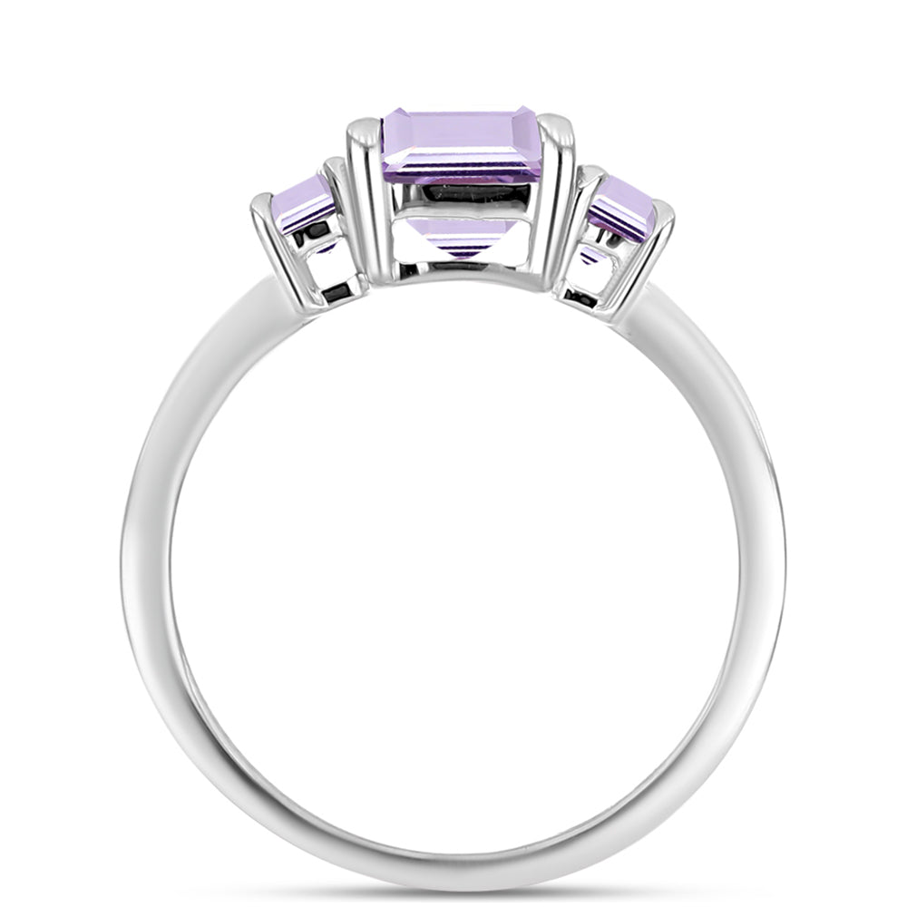 Silberring mit Rose De France Amethyst und weißem Topas 2 
