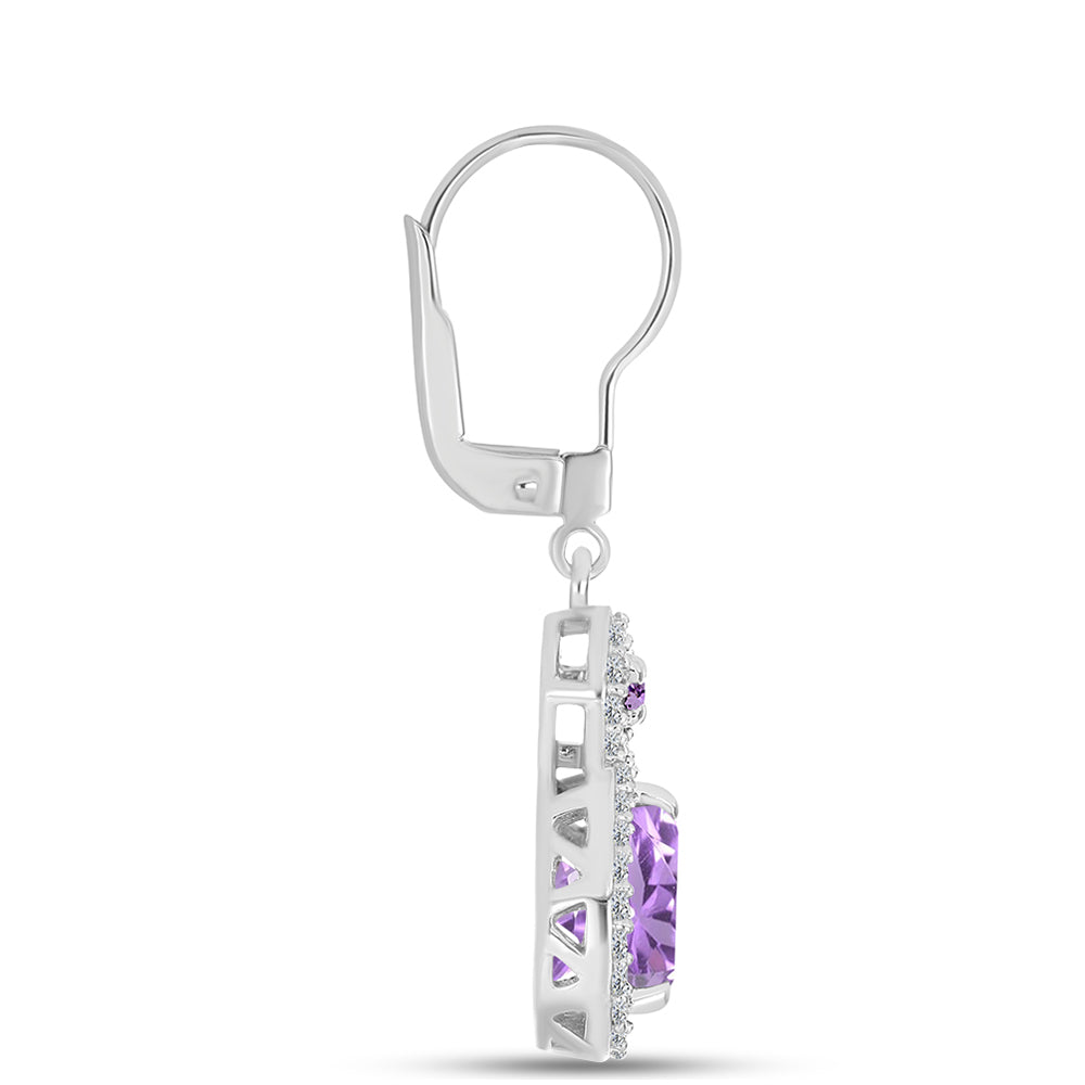 Silberohrringe mit Rose De France Amethyst und weißem Topas 2 