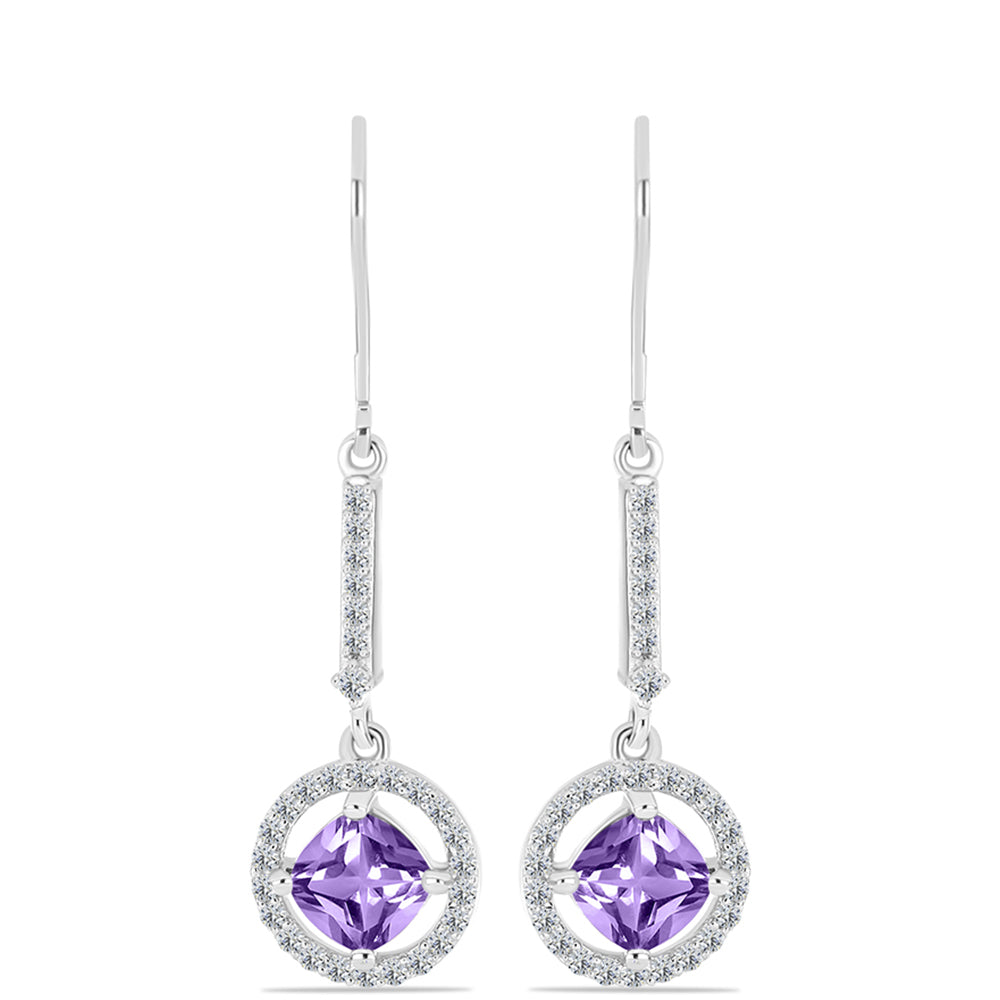 Silberohrringe mit Rose De France Amethyst und weißem Topas