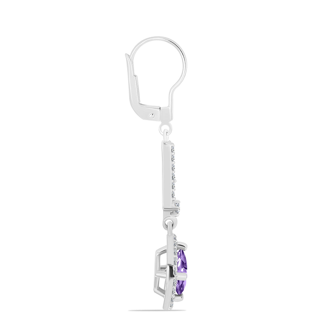 Silberohrringe mit Rose De France Amethyst und weißem Topas 2 