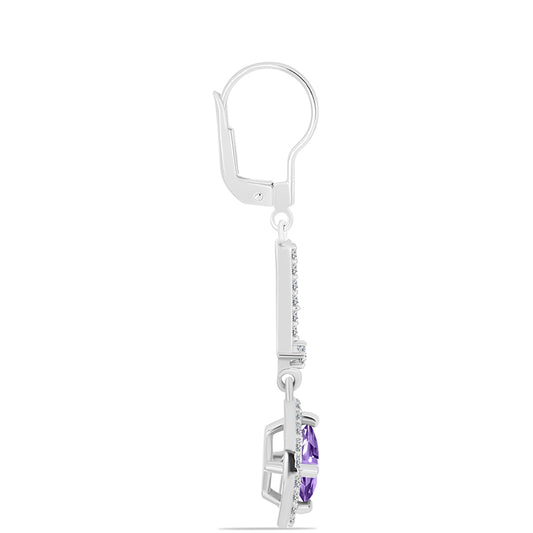 Silberohrringe mit Rose De France Amethyst und weißem Topas