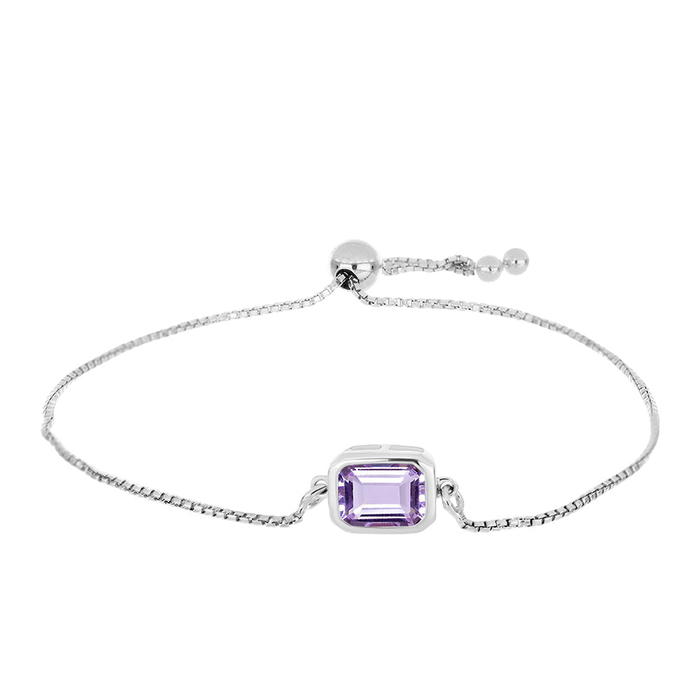 Silberarmband mit Rose De France Amethyst