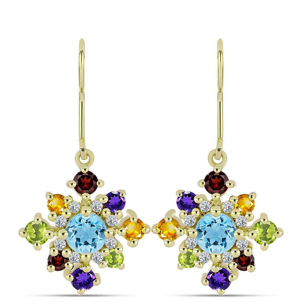 Goldplattierte Silberohrringe mit marokkanischem Amethyst und Zitrin aus dem Ural 1 