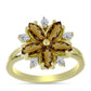 Goldplattierter Silberring mit Cognac-Quarz und weißem Topas