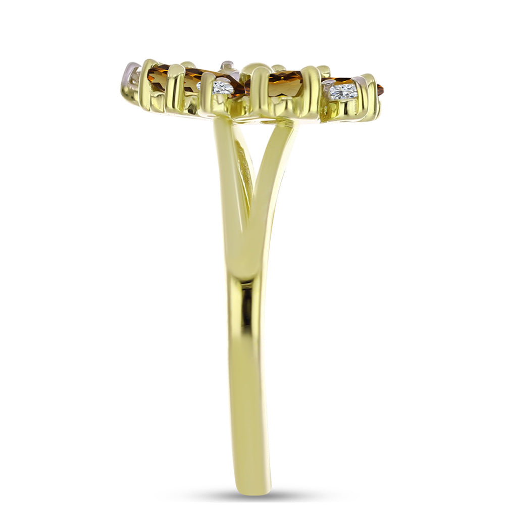 Goldplattierter Silberring mit Cognac-Quarz und weißem Topas 4 
