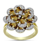Goldplattierter Silberring mit Cognac-Quarz und weißem Topas
