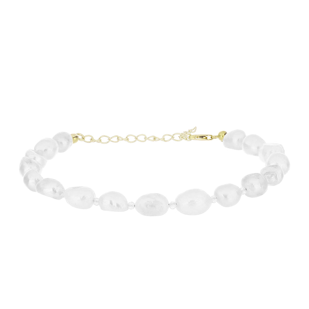 Goldplattiertes Silberarmband mit weißer Süßwasserperle 1 