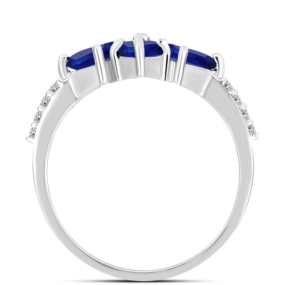 Silberring mit australischem blauem Saphir und weißem Topas