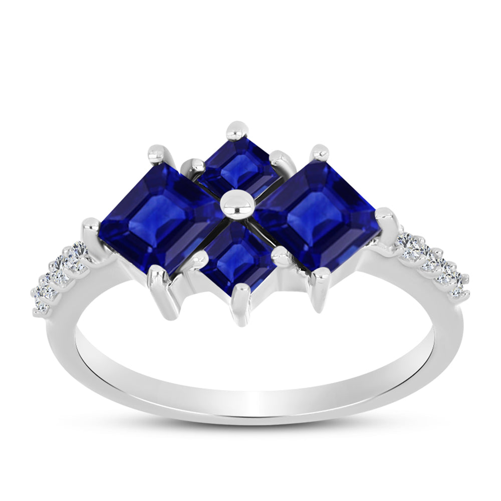 Silberring mit australischem blauem Saphir und weißem Topas