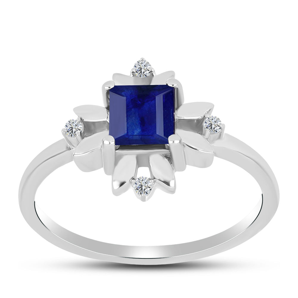 Silberring mit australischem blauem Saphir und weißem Topas 3 