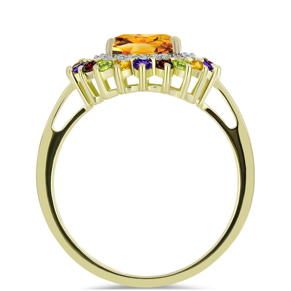 Goldplattierter Silberring mit marokkanischem Amethyst und Zitrin aus dem Ural 2 