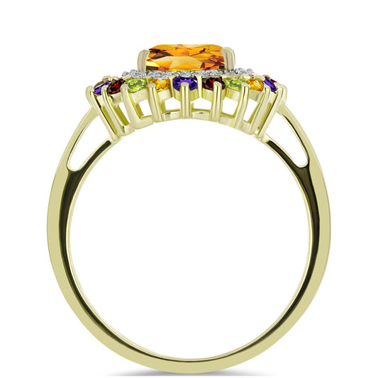 Goldplattierter Silberring mit marokkanischem Amethyst und Zitrin aus dem Ural