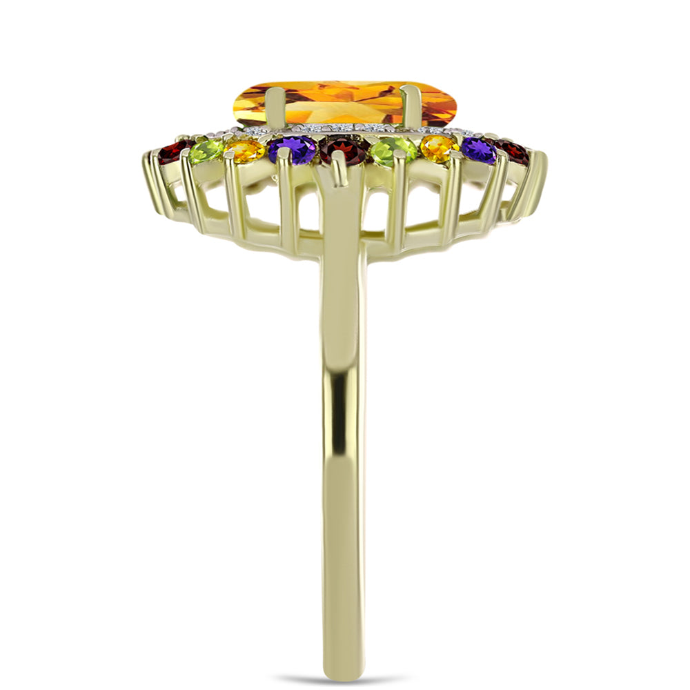 Goldplattierter Silberring mit marokkanischem Amethyst und Zitrin aus dem Ural 4 