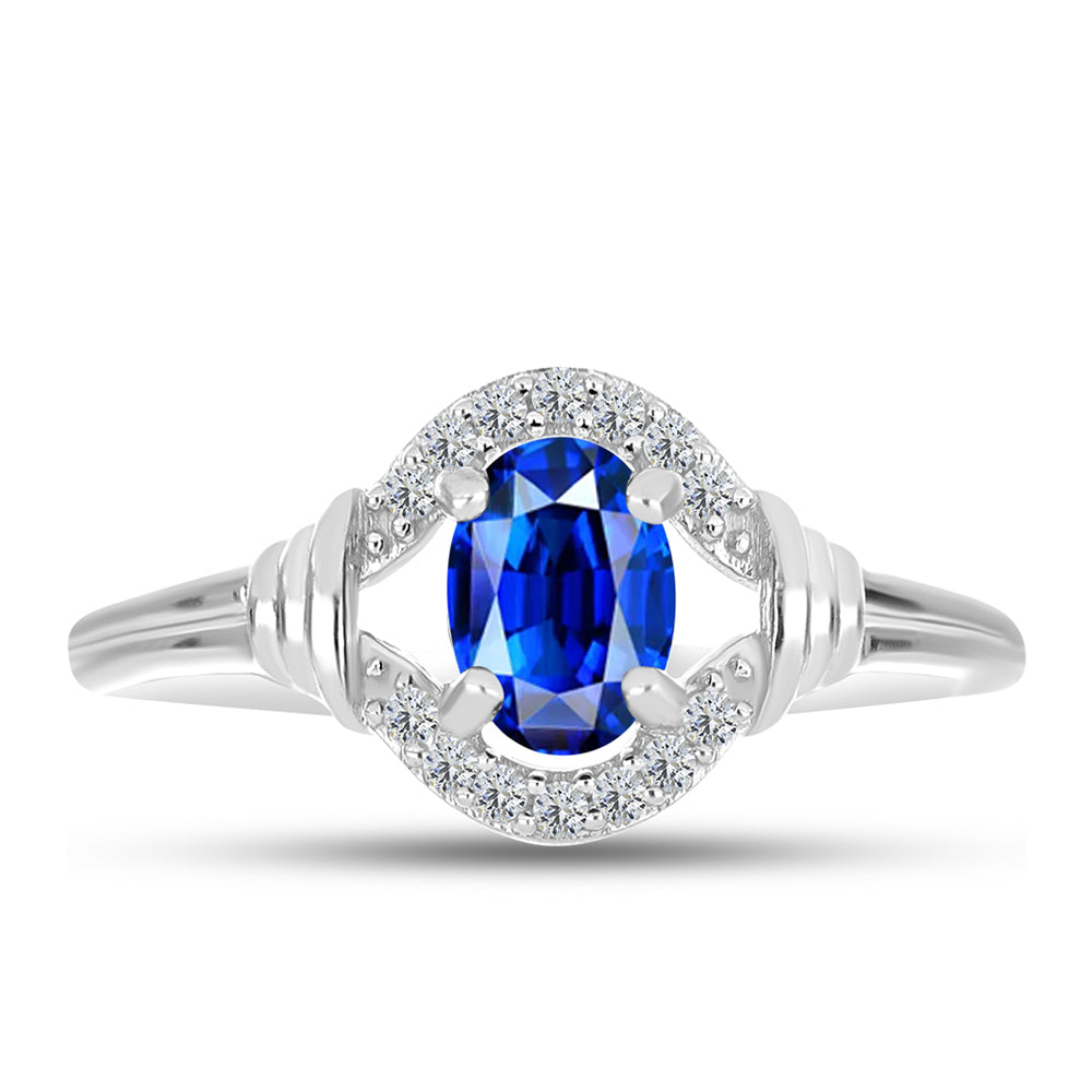 Silberring mit australischem blauem Saphir und weißem Topas