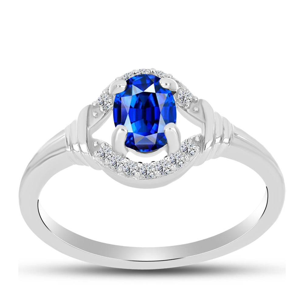 Silberring mit australischem blauem Saphir und weißem Topas 3 