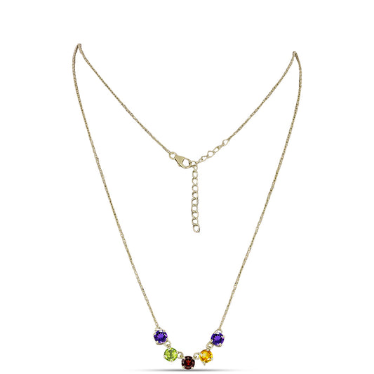 Goldplattierte Silberhalskette mit marokkanischem Amethyst und Zitrin aus dem Ural