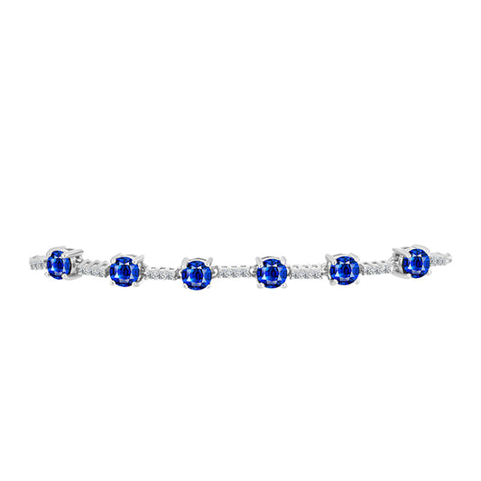 Silberarmband mit australischem blauem Saphir und weißem Topas