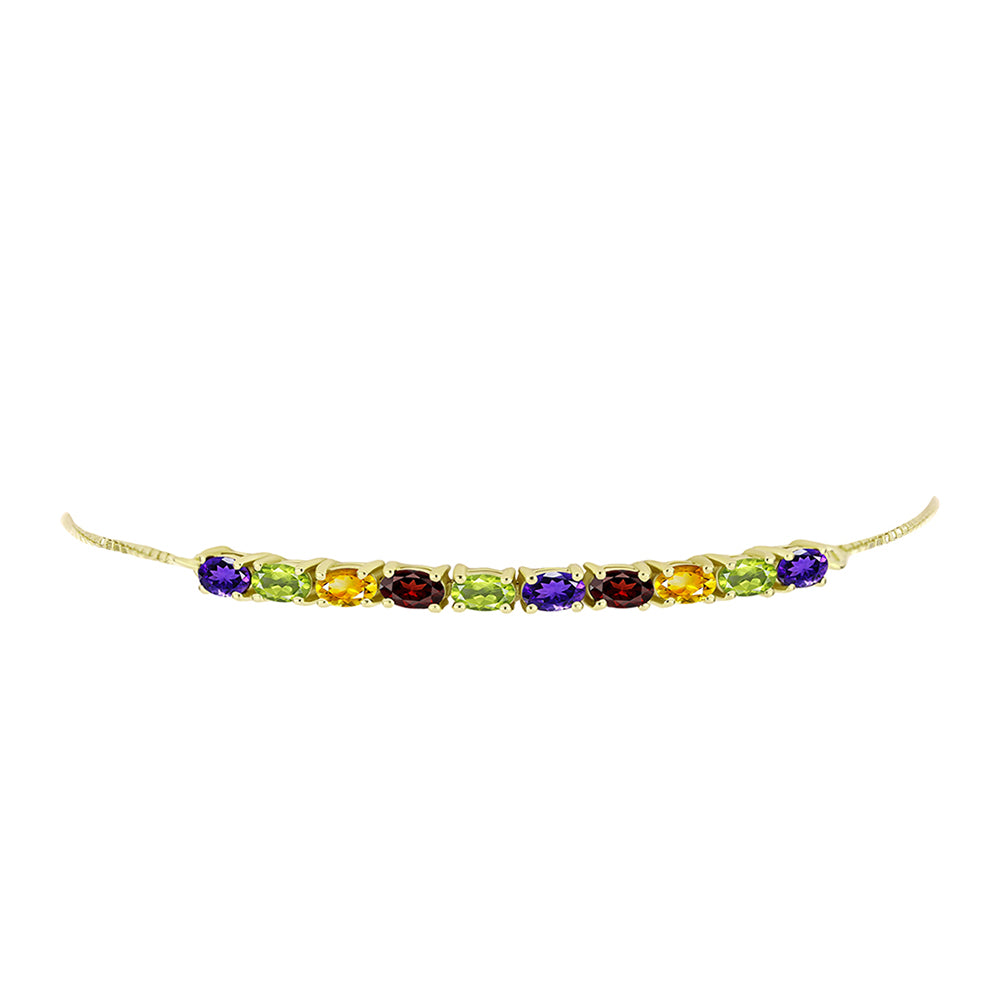 Goldplattiertes Silberarmband mit marokkanischem Amethyst und Zitrin aus dem Ural 2 