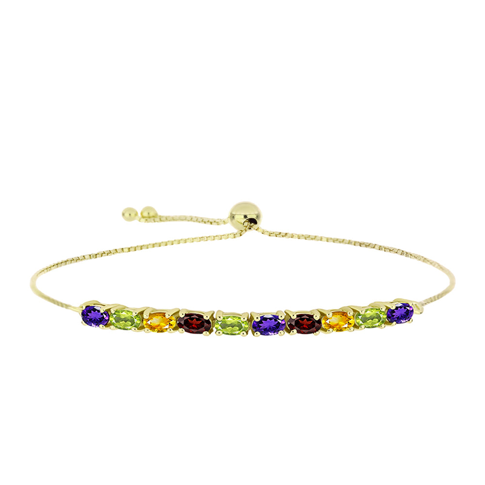 Goldplattiertes Silberarmband mit marokkanischem Amethyst und Zitrin aus dem Ural 1 